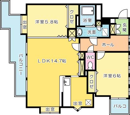 ニューサンリバー12番館 1104号室 間取り