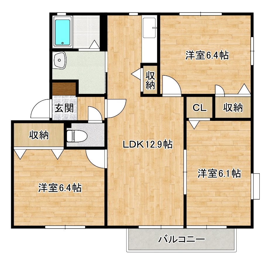 グローブたかの　Ｃ棟 201号室 間取り
