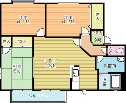 コーポランド津田新町　Ｃ棟 201号室 間取り