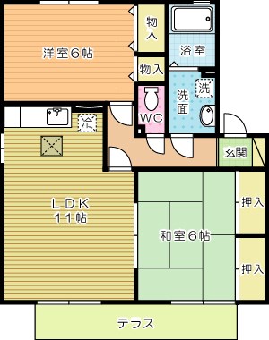 グランドゥール　Ｂ棟 102号室 間取り