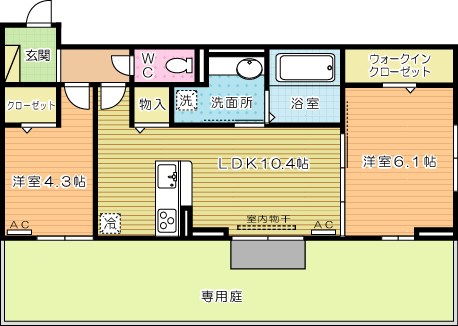 シトラスコートあさひヶ丘 102号室 間取り