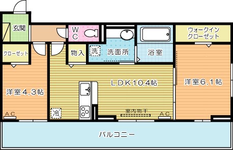 シトラスコートあさひヶ丘 202号室 間取り