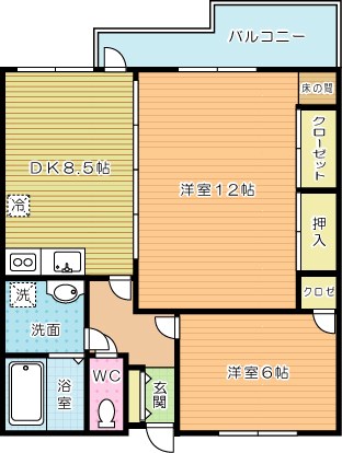 ニシキグレイス浅野 302号室 間取り