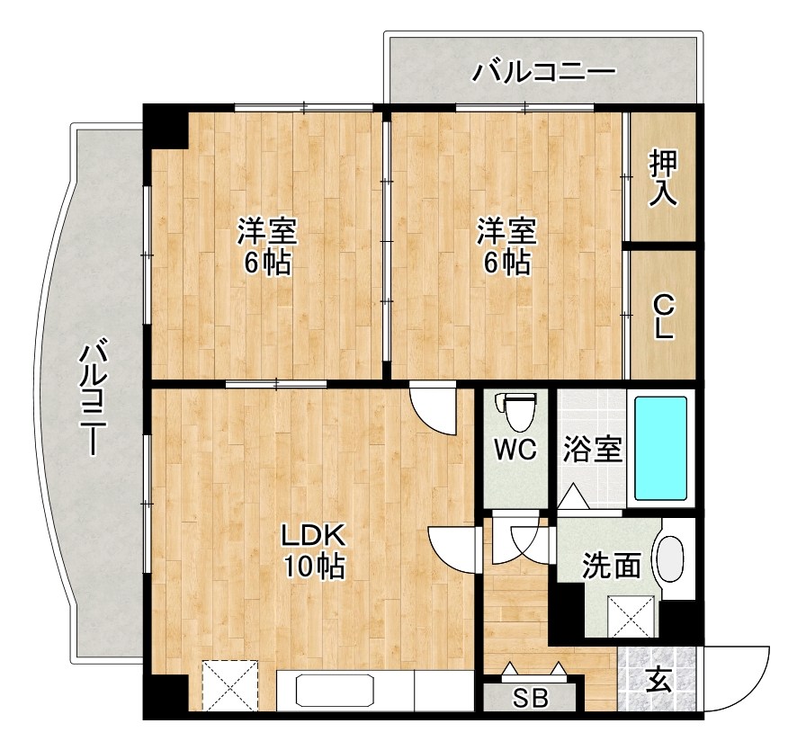 ニシキグレイス浅野 301号室 間取り