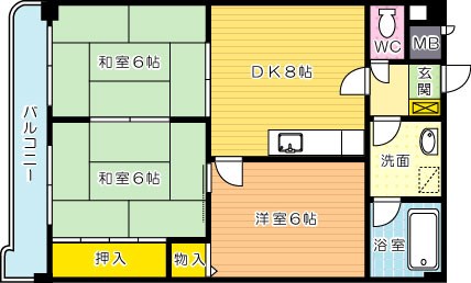 ロイヤルハイツ明石 503号室 間取り