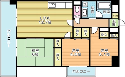 ラ・クーレⅢ 405号室 間取り