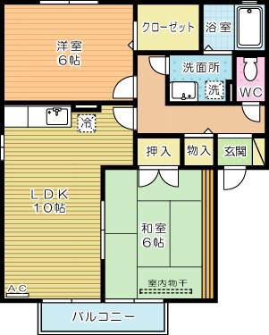フローラ湯川Ａ棟 201号室 間取り