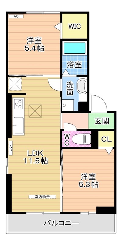 ルシオル鞘ヶ谷 203号室 間取り