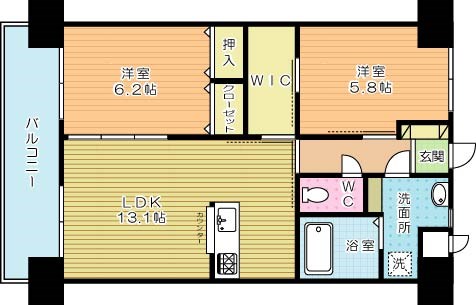 フローラ菜園場 703号室 間取り