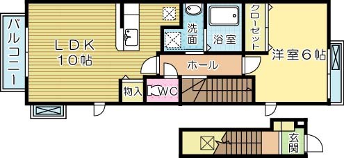 ベルムーン　Ａ棟 201号室 間取り