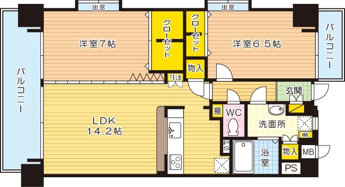 ニューリバー三萩野   401号室 間取り