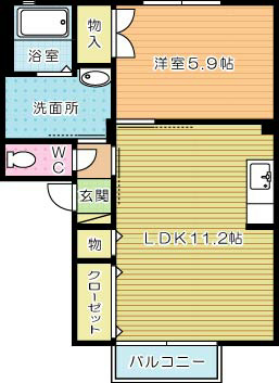 アコールＩ 102号室 間取り