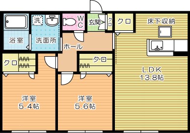 エスポワールKMⅡ　B棟  102号室 間取り