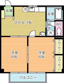 エクセル長尾 203号室 間取り