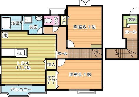 クレストール葛原 203号室 間取り