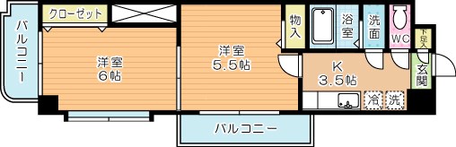 中津口センタービル 707号室 間取り