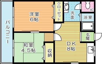 大喜ハイツ 6号室 間取り