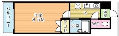エフズフラッツ古船場  1206号室 間取り