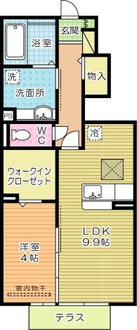 オリザ弥生 102号室 間取り