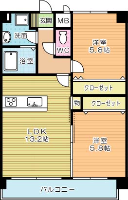 アクシオ足立 404号室 間取り