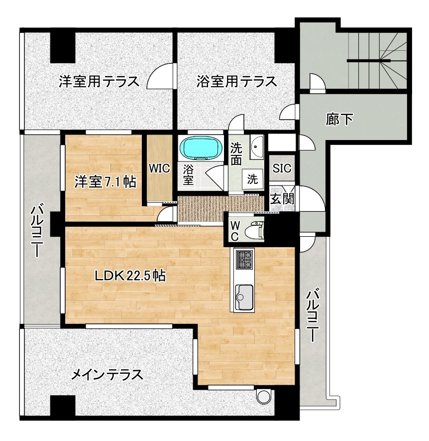 YSP城野(ワイエスピー城野) 1401号室 間取り