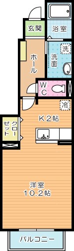 Ｃｌａｉｒ　Ｓ（クレルS) 102号室 間取り