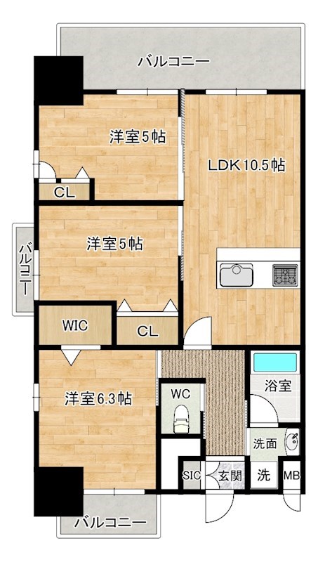 コンダクトレジデンスJONO(コンダクトレジデンス城野) 708号室 間取り