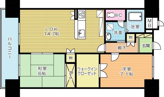 シャトレ大手町Ｎ棟  203号室 間取り