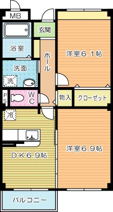 レインボーピーク 101号室 間取り