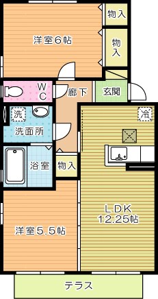 リビングタウン中曽根　Ａ棟 102号室 間取り