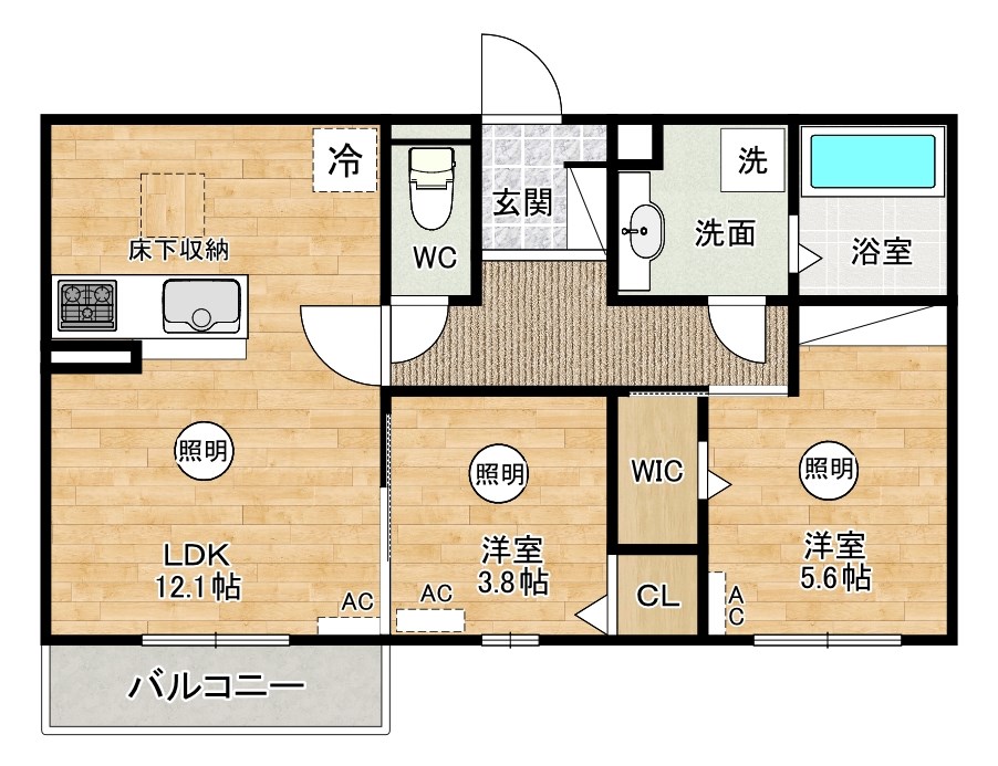 アザレア熊本  102号室 間取り