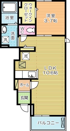スウィートメモリー 105号室 間取り