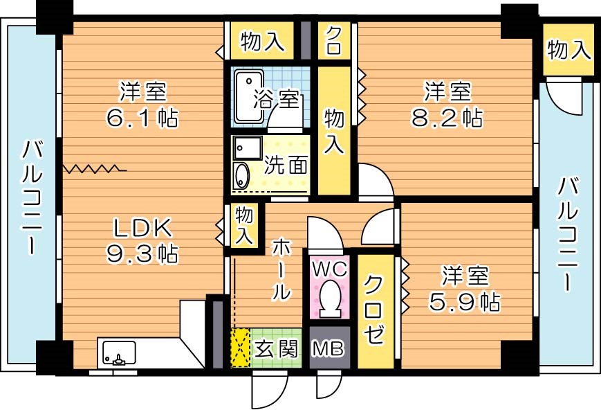 医生ヶ丘エストリル 303号室 間取り