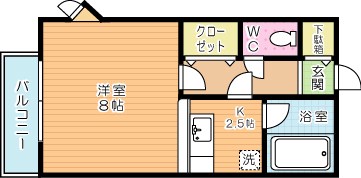 アーバンハイツ瓜生　Ａ棟  201号室 間取り