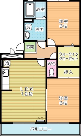 クレール徳力 102号室 間取り