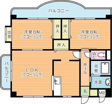 クレール長尾Ⅱ 601号室 間取り