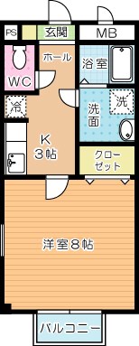 シャトー長尾 203号室 間取り