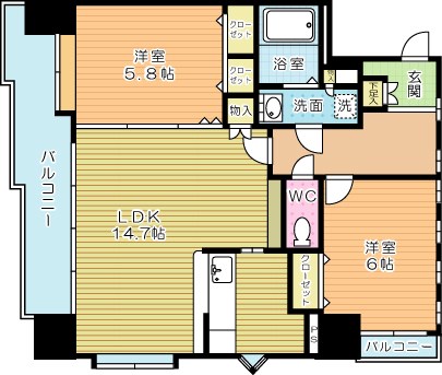 ニューサンリバー１２番館 1104号室 間取り