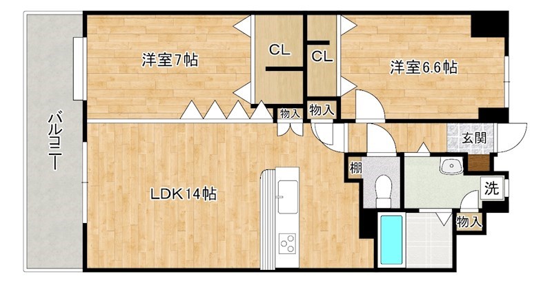 ニューリバー三萩野  303号室 間取り