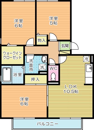 コンフォールⅠ番館  102号室 間取り