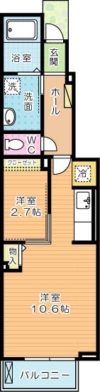 Ｊ・サクレ葛原Ⅰ 105号室 間取り