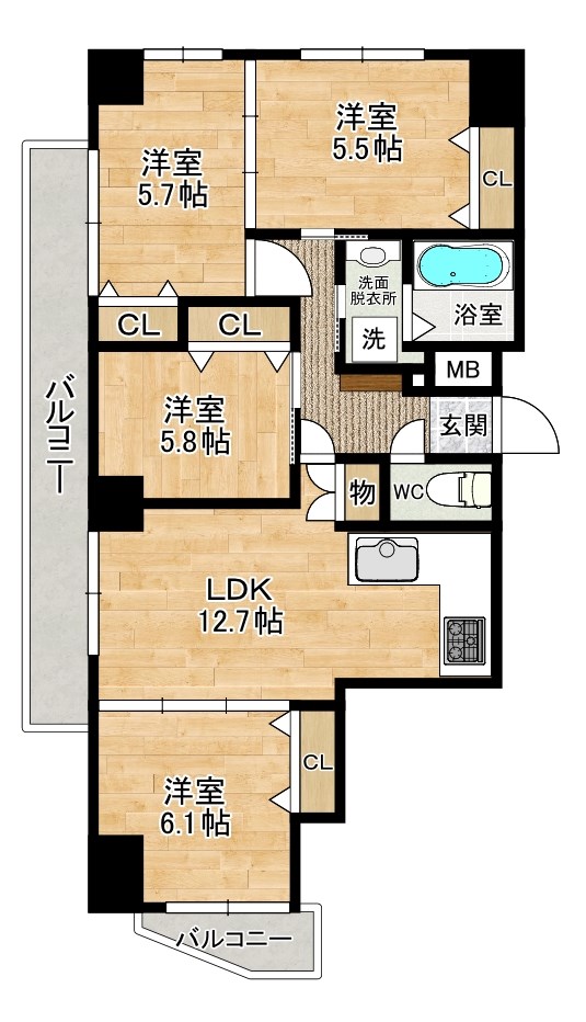 Le Ciel (ル・シエル) 902号室 間取り