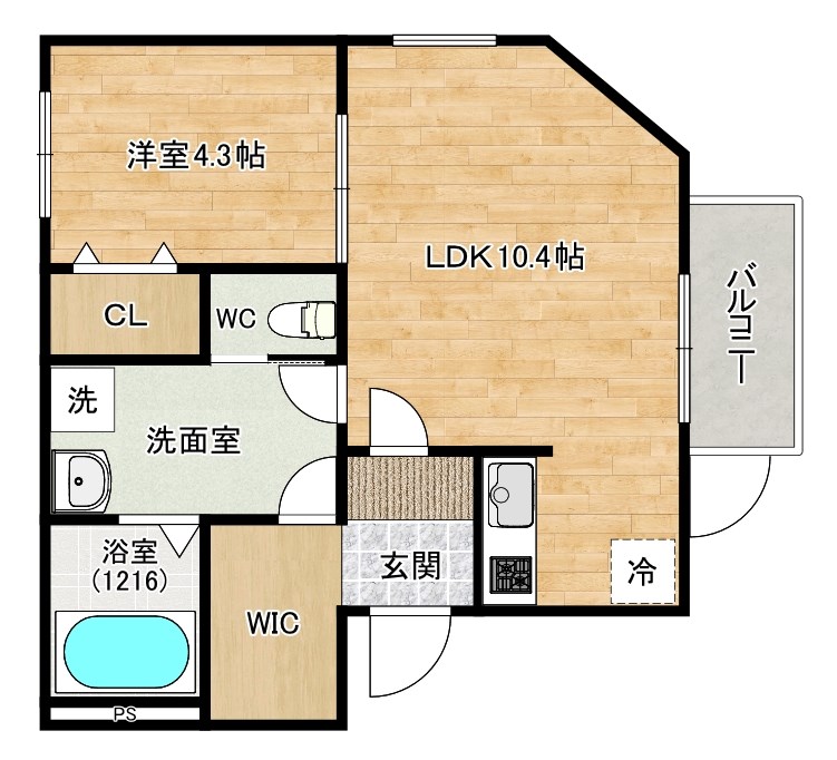 ｉｌｕｓｉｏｎ下曽根（イルシオン下曽根） 102号室 間取り