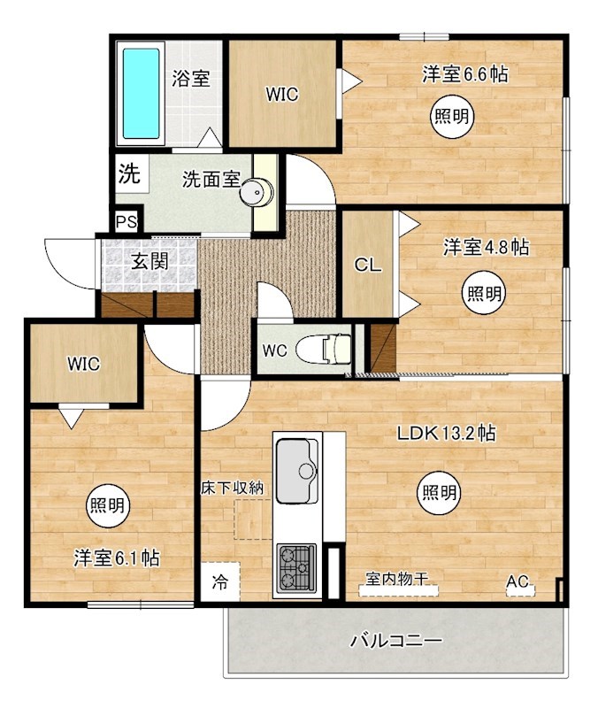 ラシュレ雅Ⅱ 301号室 間取り