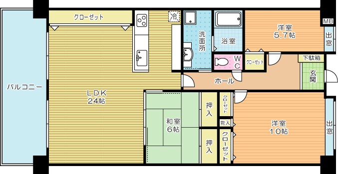 ポレスターメガシティ小倉ウエストガーデン 1003号室 間取り