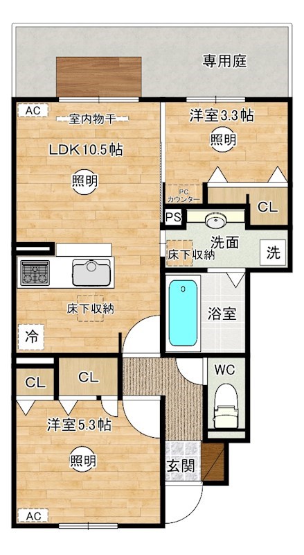 タウンコートカレラⅤ 103号室 間取り