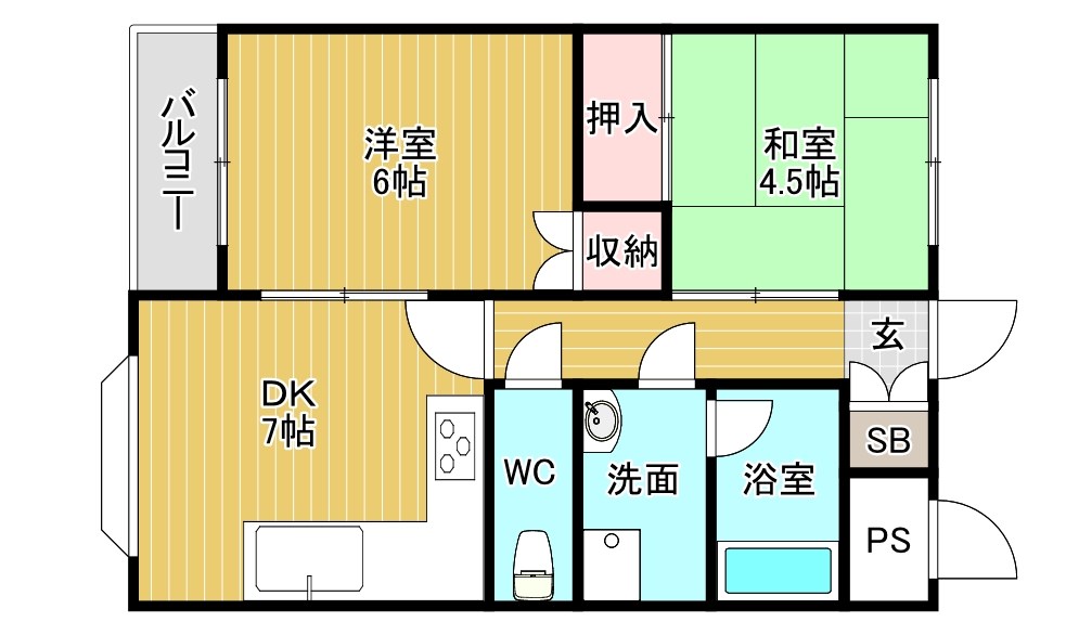 クラウンハイム小倉南 406号室 間取り