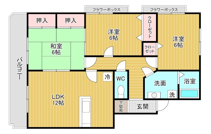 サンヒルズ守恒 301号室 間取り