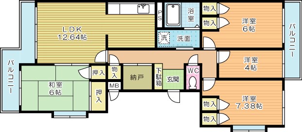 第二御告川ハイツ 206号室 間取り