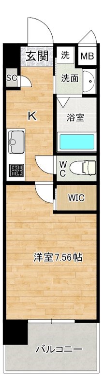 ハイネス徳力 1202号室 間取り